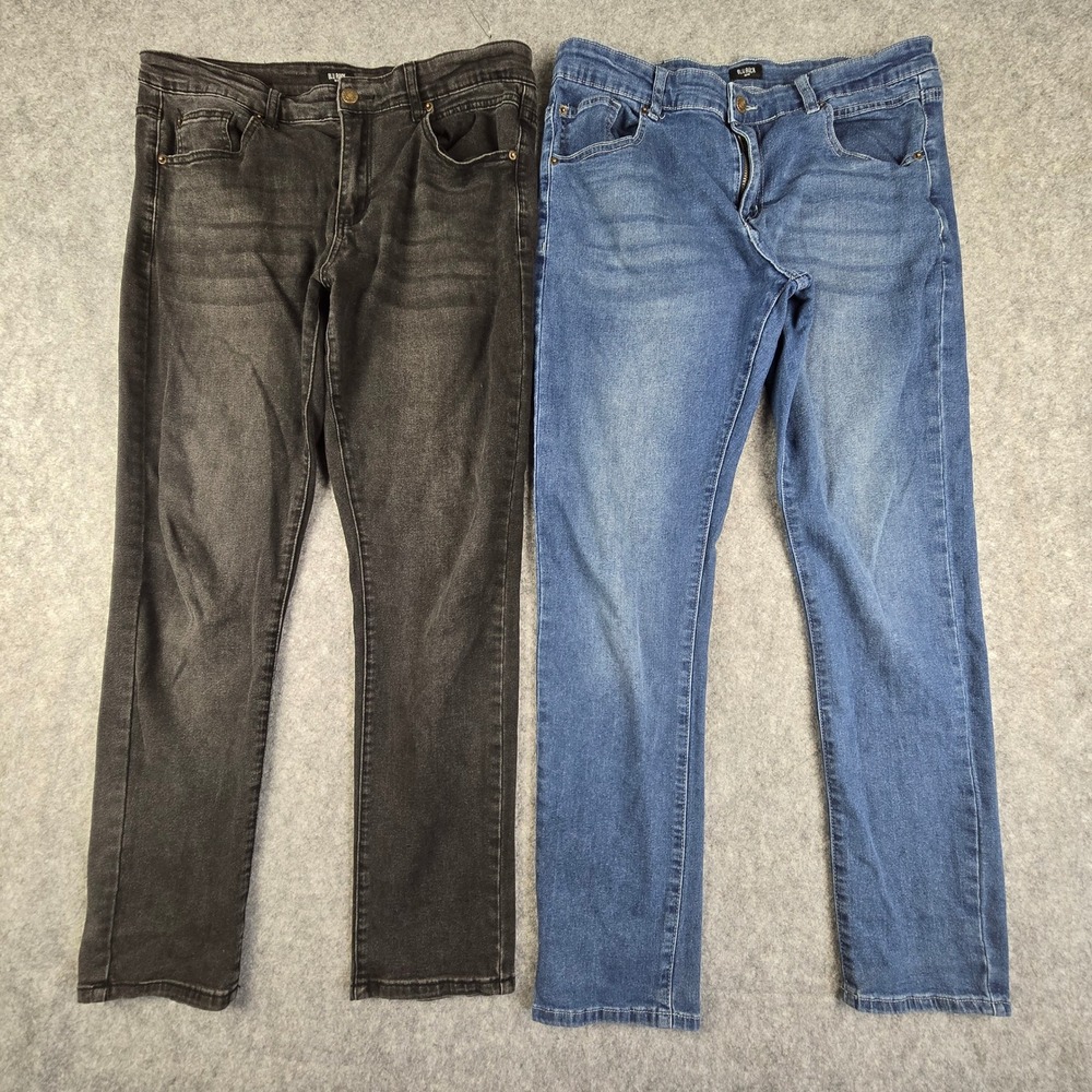 Blu Rock Denim Mens Straight Leg Jeans‎ Bundle 34x31 Black Blue 2 Pairs Stretch - Picture 4 of 11